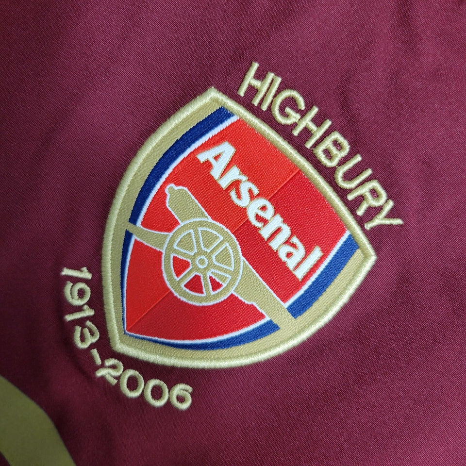 Camisa Arsenal I 2005/2006 Manga Longa - Retrô - Vinho