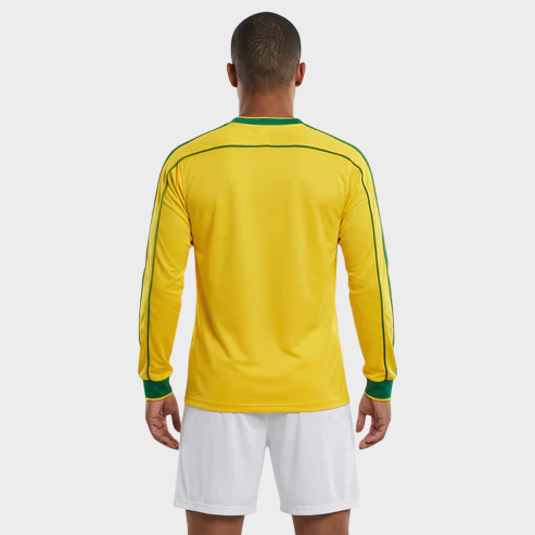 Camisa Seleção Brasileira I Manga Longa 1998 - - Retrô - Amarela