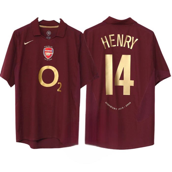 Camisa Arsenal I 2005/2006 - - Vinho - Retrô - HENRY 14